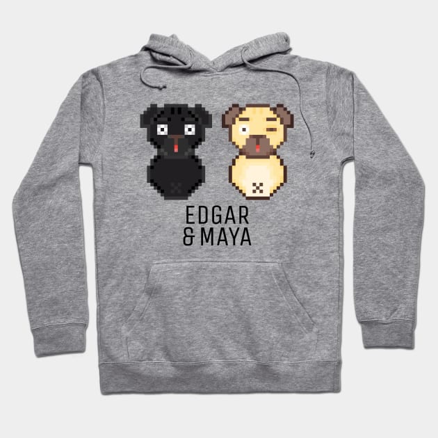 Pug Edgar & Maya Black Hoodie by felixbunny